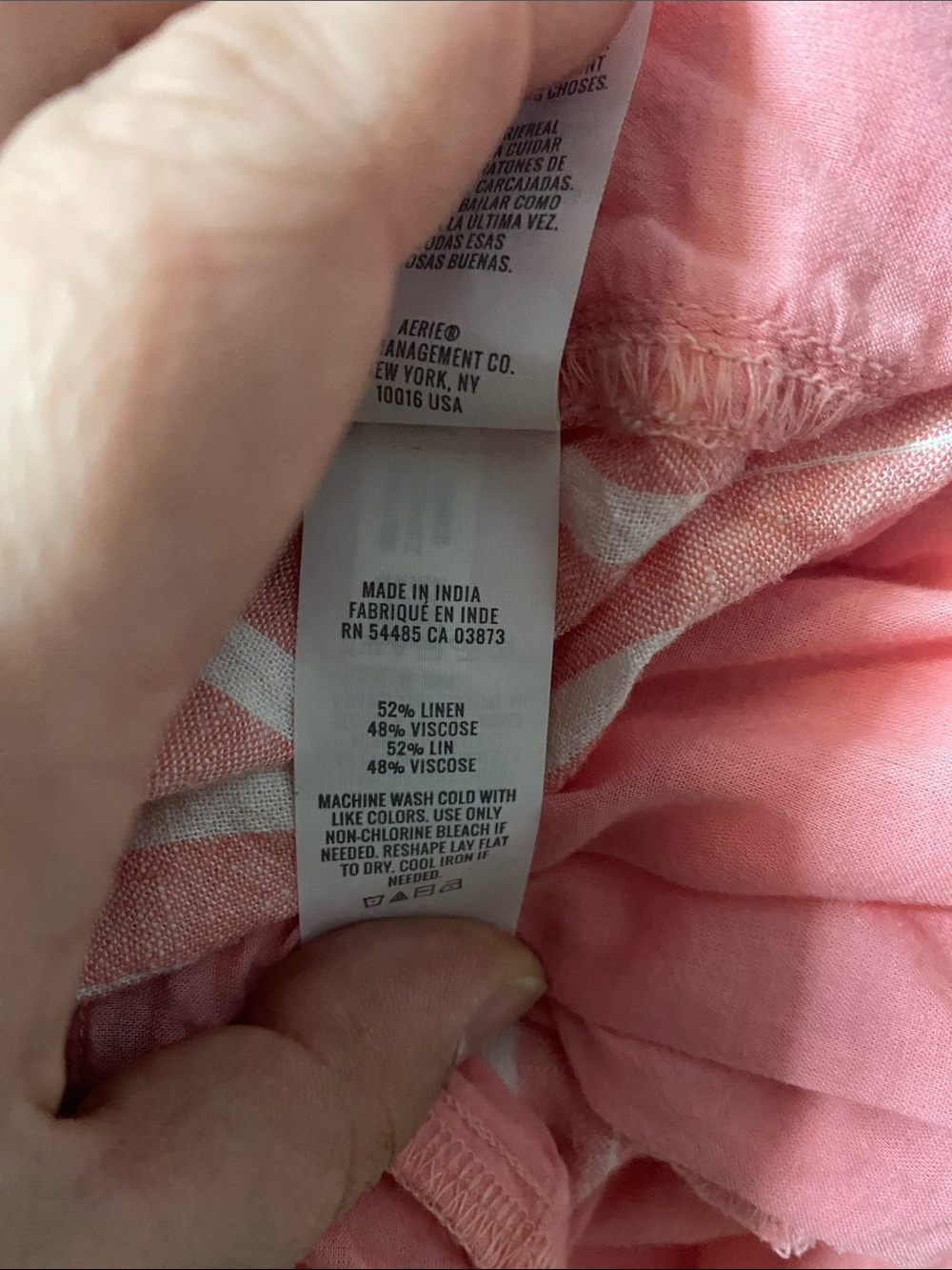 Aerie Pool-To-Party Linen Blend High Waisted Trouser Large Coral White Stripe - Picture 8 of 15